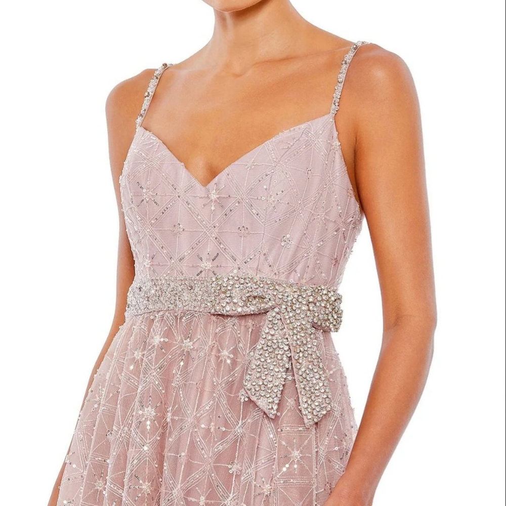 Mac Duggal Pink Embellished Ruched Sundress